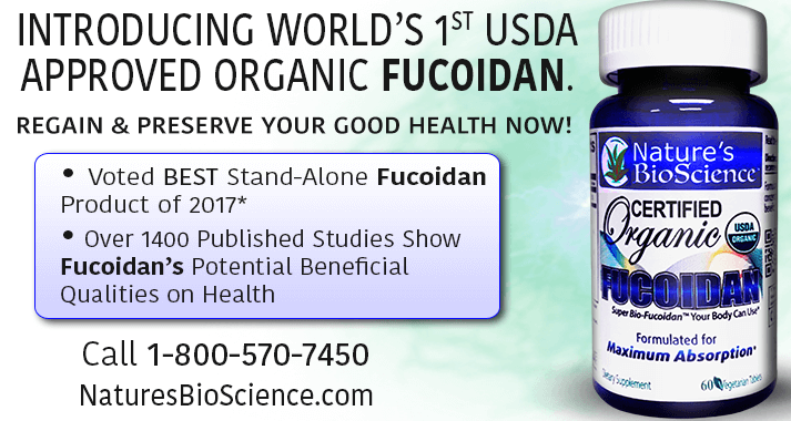 Bottle of Organic Fucoidan - 1st USDA Approved Organic Fucoidan